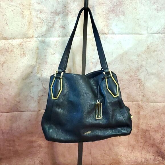 CALVIN KLEIN Black Leather Handbag - Picture 1 of 12